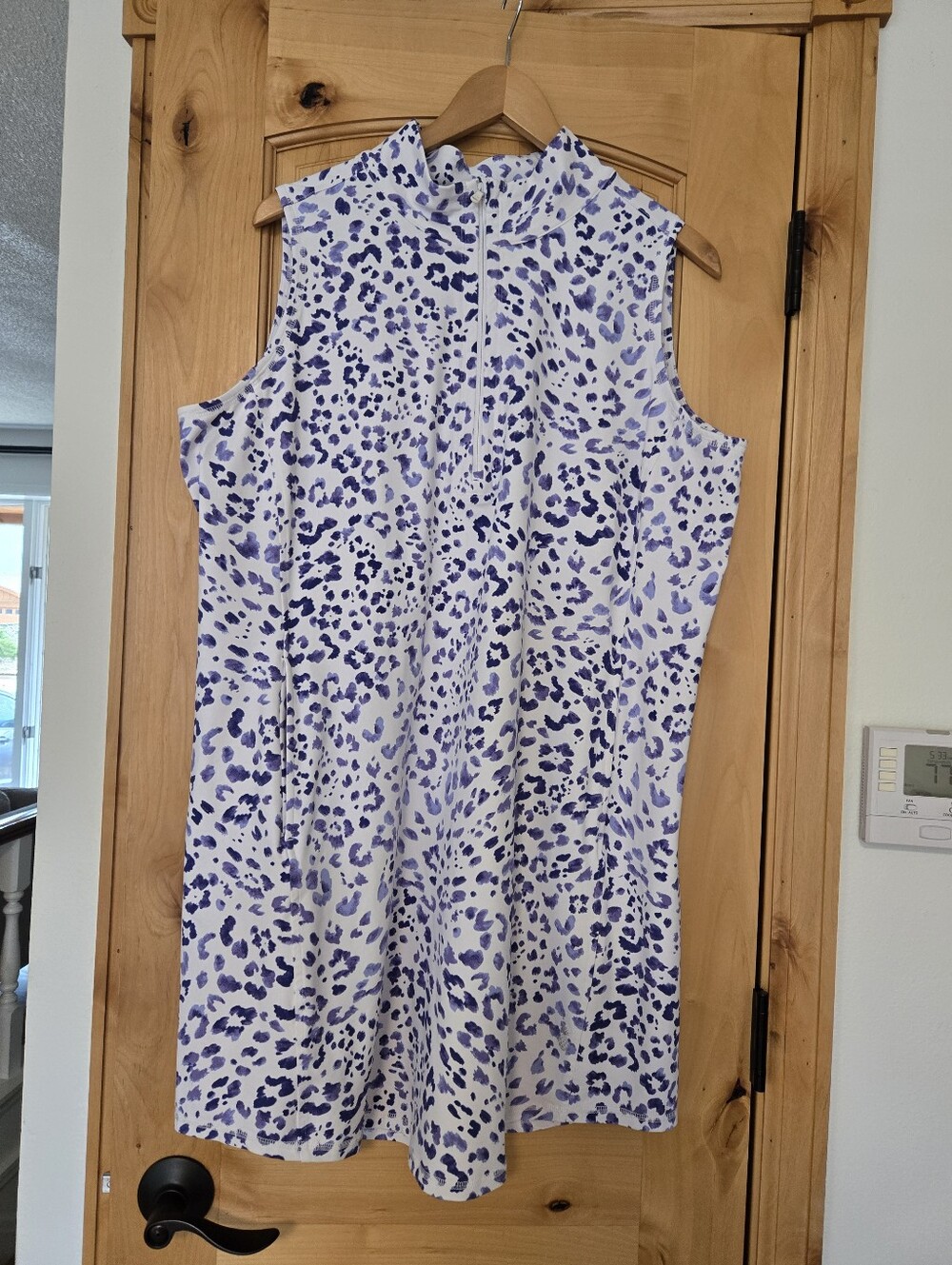 Tommy Bahama Island Zone Sleeveless Blue White Leopard Print Dress w/ Pockets XL - Picture 6 of 7